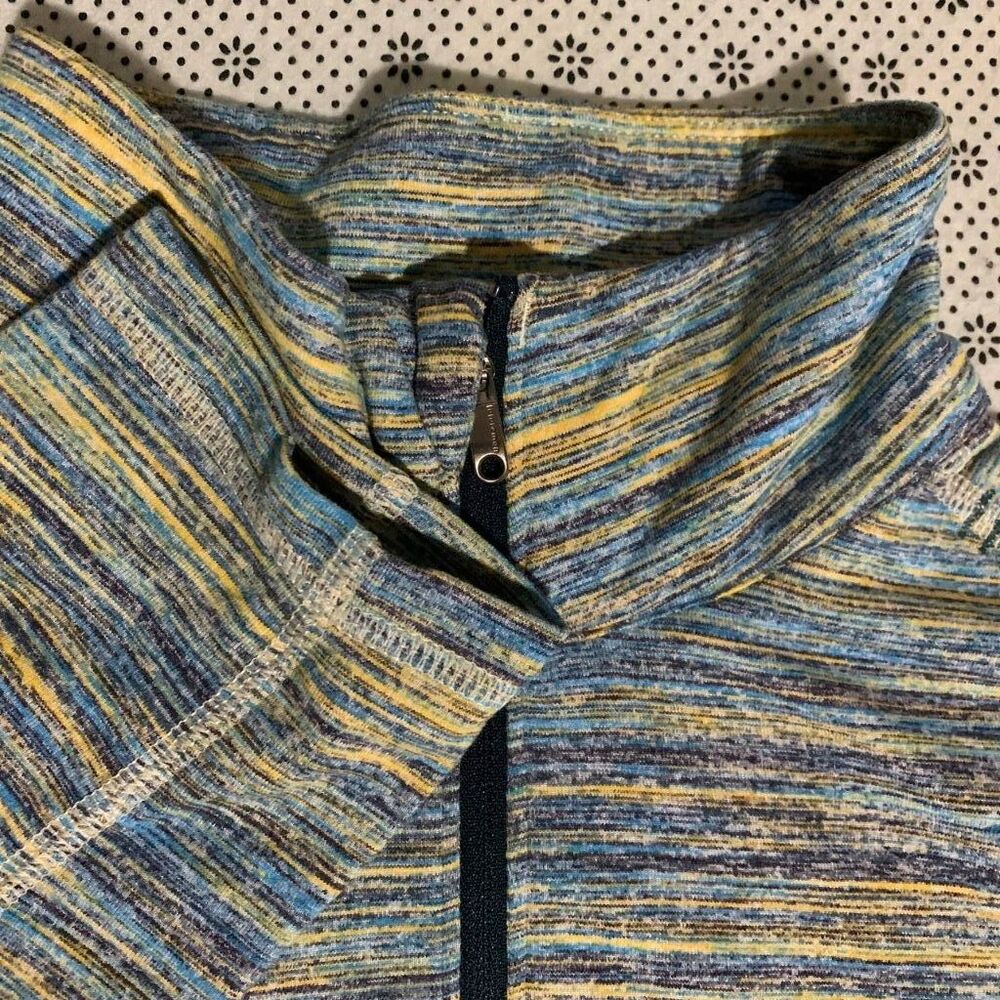 Lululemon Athletica Women's M Space Dye Half Zip Pullover Blue Yellow Stripe